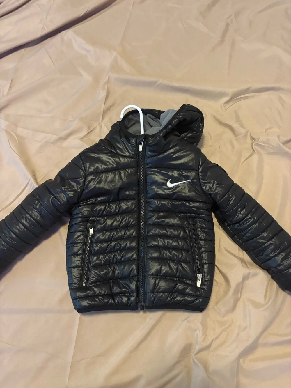 Nike Kids Black Quilted Puffer Jacket with Hood